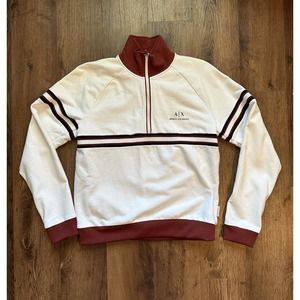 Armani Exchange Womens Size S Quarter Zip High‎ Neck Sweatershirt Designer White